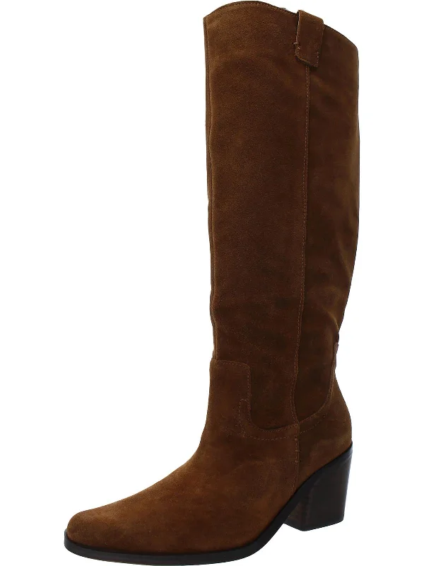 Bellamy Womens Suede Wide Calf Knee-High Boots