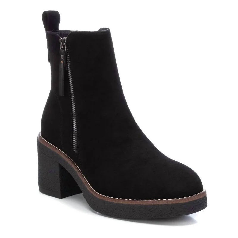 Women's Suede Booties In Black