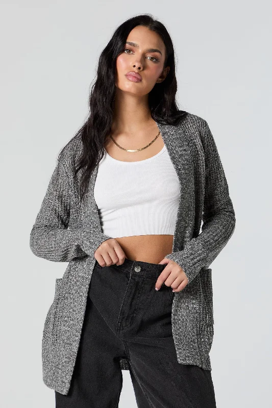 Waffle Knit Open Front Cardigan