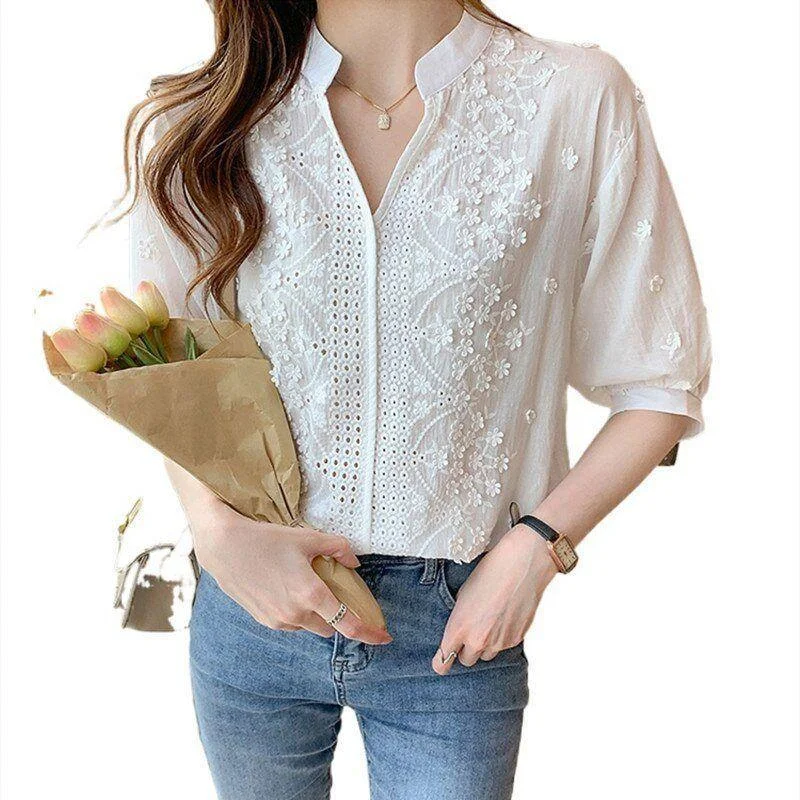 Embroidered White Blouse