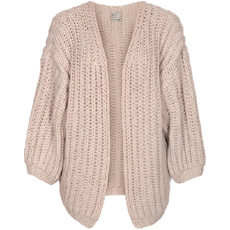 HAND KNITTED CASHMERE CARDIGAN IN ROSÉ