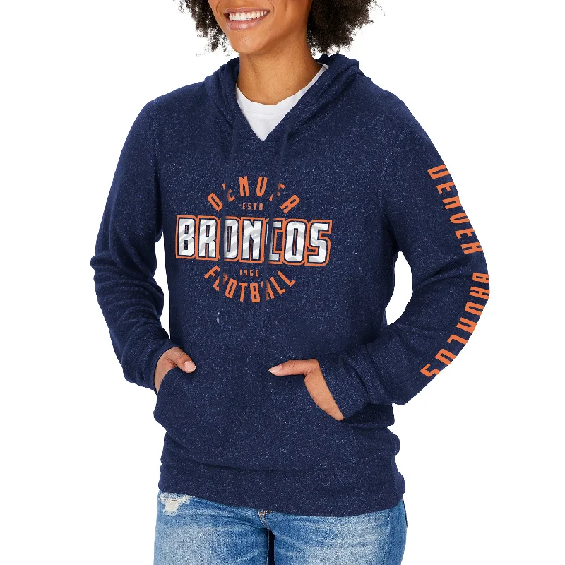 Zubaz NFL Women's Denver Broncos Marled Soft Pullover Hoodie