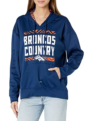 Zubaz NFL Women's Denver Broncos Solid Team Color Hoodie with Zebra Details