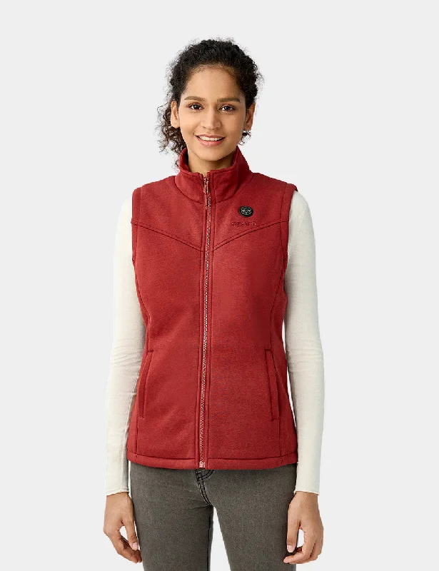 Women's Heated Fleece Vest - Red / Blue