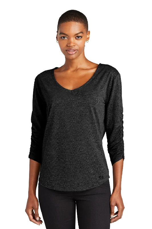 Ogio Womens Evolution Moisture Wicking 3/4 Sleeve V-Neck T-Shirt - Blacktop