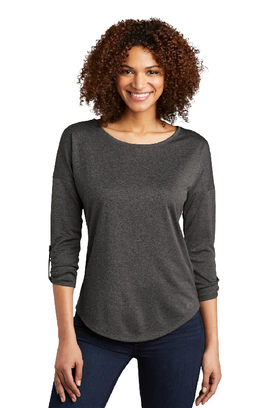 Ogio Womens Gravitate Moisture Wicking 3/4 Sleeve Scoop Neck T-Shirt - Heather Dark Grey