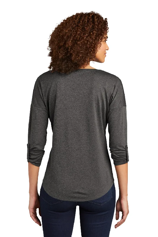 Ogio Womens Gravitate Moisture Wicking 3/4 Sleeve Scoop Neck T-Shirt - Heather Dark Grey