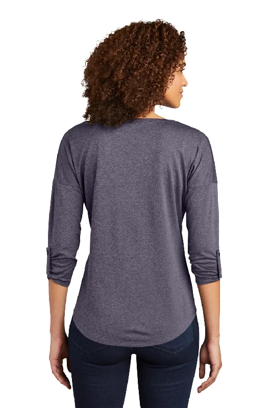 Ogio Womens Gravitate Moisture Wicking 3/4 Sleeve Scoop Neck T-Shirt - Heather Navy Blue