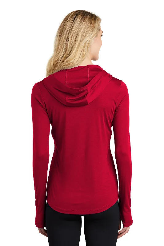 Sport-Tek Womens Competitor Moisture Wicking Long Sleeve Hooded T-Shirt Hoodie - True Red - Closeout