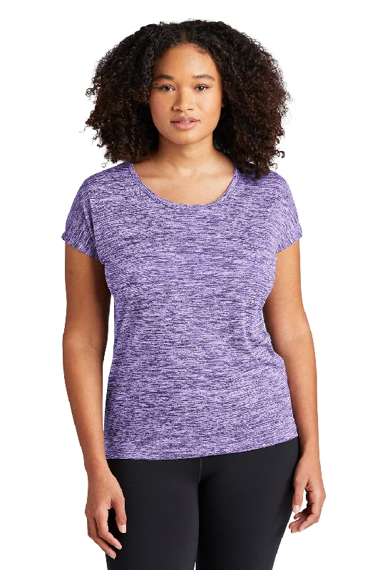 Sport-Tek Womens Electric Heather Moisture Wicking Short Sleeve Crewneck T-Shirt - Purple Electric