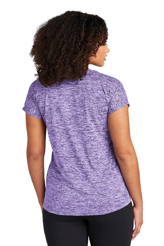 Sport-Tek Womens Electric Heather Moisture Wicking Short Sleeve Crewneck T-Shirt - Purple Electric