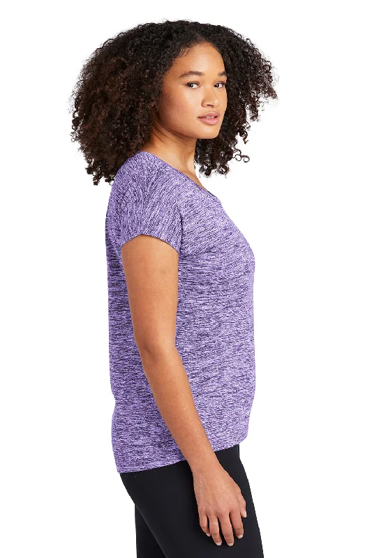 Sport-Tek Womens Electric Heather Moisture Wicking Short Sleeve Crewneck T-Shirt - Purple Electric