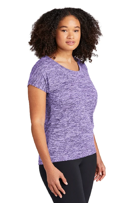 Sport-Tek Womens Electric Heather Moisture Wicking Short Sleeve Crewneck T-Shirt - Purple Electric