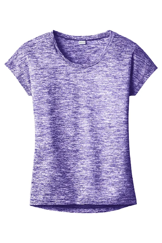 Sport-Tek Womens Electric Heather Moisture Wicking Short Sleeve Crewneck T-Shirt - Purple Electric