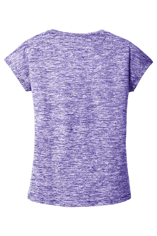 Sport-Tek Womens Electric Heather Moisture Wicking Short Sleeve Crewneck T-Shirt - Purple Electric